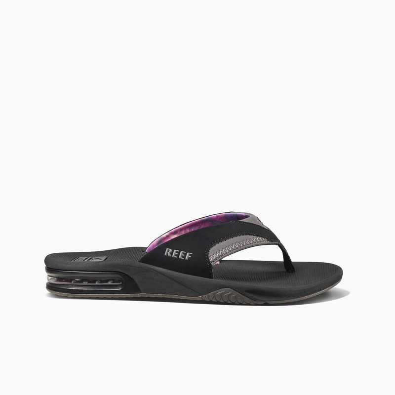 Black / Grey Women's Reef Fanning Flip Flops | ew7rDrycBuy