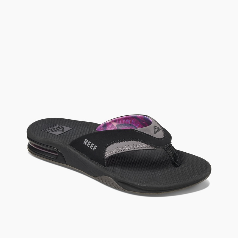 Black / Grey Women's Reef Fanning Flip Flops | ew7rDrycBuy