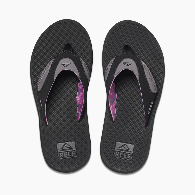 Black / Grey Women\'s Reef Fanning Flip Flops | ew7rDrycBuy