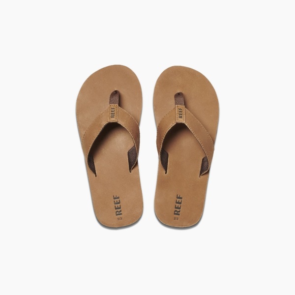 Brown Kids' Reef Leather Smoothy Boys | eaAzc9MgVz3