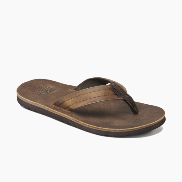 Dark Brown Men's Reef Voyage Le Swellular Flip Flops | 2axCqrYLq35